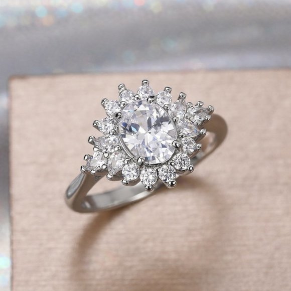😍Bling Beautiful CZ Dainty Wedding/Engagement Flower Ring for Woman, K908 - Picture 6 of 10